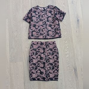 Ann Taylor Blush and Navy Skirt and top